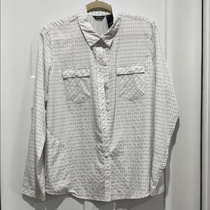 Eddie Bauer White Plaid Button-Down Shirt